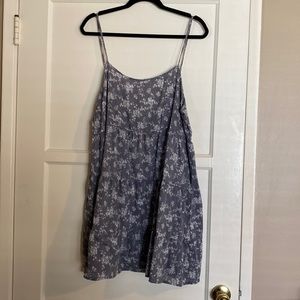 Cute blue gray white floral summer mini dress